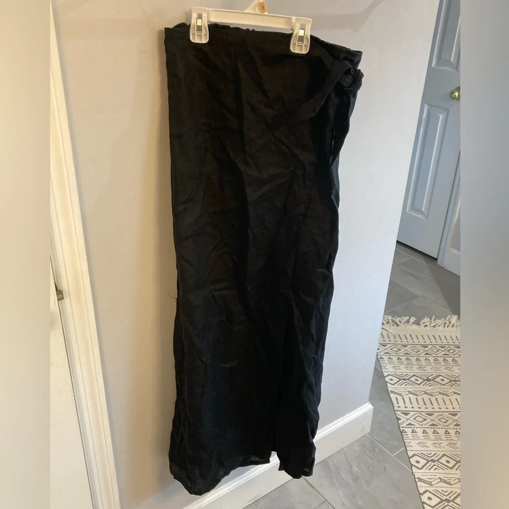 NWT Dissh Black Hallie Linen Maxi Wrap Skirt Size 6 (US)